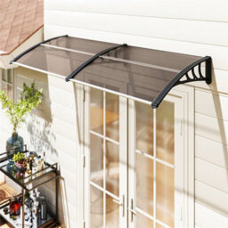 Outdoor Curved Window Porch Door Canopy Shelter Awning Uv Water Cover 75X195Cm Brown