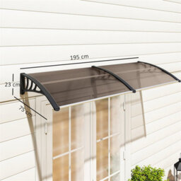 Outdoor Curved Window Porch Door Canopy Shelter Awning Uv Water Cover 75X195Cm Brown - thumbnail 2