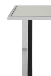 Orsina Reflective Silver Side Table, Clear Tempered Square Glass Top Bedside Table, Chrome Finish Decorative Table - thumbnail 4