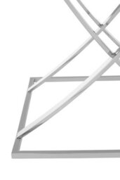 Orsina Reflective Silver Side Table, Clear Tempered Square Glass Top Bedside Table, Chrome Finish Decorative Table - thumbnail 5