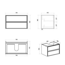 Plum&clay Jenner Clay Wall Hung Vanity Unit & Basin Set (W)800mm (H)500mm - thumbnail 3