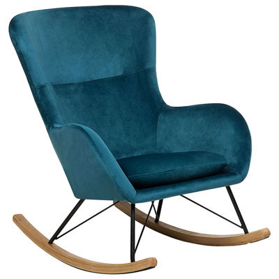 Beliani Rocking Chair Ellan Velvet Sea Blue - image 1