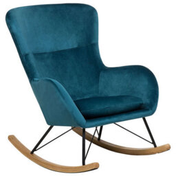 Beliani Rocking Chair Ellan Velvet Sea Blue