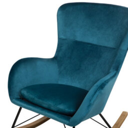 Beliani Rocking Chair Ellan Velvet Sea Blue - thumbnail 6
