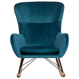 Beliani Rocking Chair Ellan Velvet Sea Blue - thumbnail 4