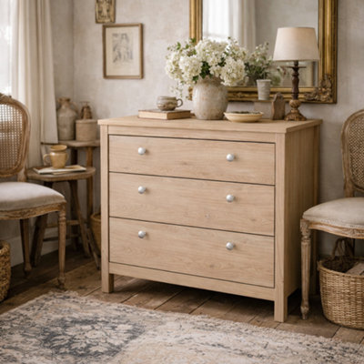 Wyld Haus Gossmere Hickory Oak Effect 3-Drawer Chest Of Drawers Matt Natural Finish - image 1