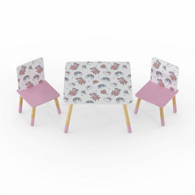 Kidsaw Childrens Peppa Pig Repeat Pattern Table & Chairs Set, Preschoolers Study Activity, Kids Or Toddlers - image 1
