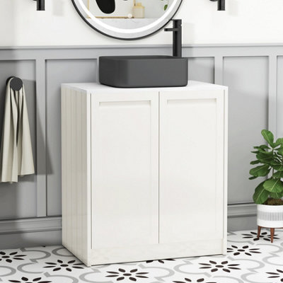 Royal Bathrooms Royal Bathroom Elmore 700mm Classic White Freestanding Countertop Bathroom Vanity Unit 2 Door With Art Square Basin - image 1