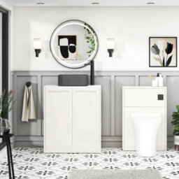 Royal Bathrooms Royal Bathroom Elmore 700mm Classic White Freestanding Countertop Bathroom Vanity Unit 2 Door With Art Square Basin - thumbnail 5