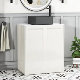 Royal Bathrooms Royal Bathroom Elmore 700mm Classic White Freestanding Countertop Bathroom Vanity Unit 2 Door With Art Square Basin - thumbnail 1