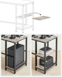 Songmics Corner Office Desk, L-Configuration Workstation, Gaming Station, Desk With 2 Shelves For Storage, Greige And Black - thumbnail 3