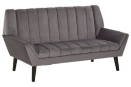 Orsina Refined 2 Seat Grey Sofa, Velvet Upholstered Mid Century Sofa, Elegant Contemporary Sofa For Livingroom - thumbnail 9