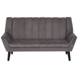 Orsina Refined 2 Seat Grey Sofa, Velvet Upholstered Mid Century Sofa, Elegant Contemporary Sofa For Livingroom - thumbnail 2