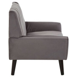 Orsina Refined 2 Seat Grey Sofa, Velvet Upholstered Mid Century Sofa, Elegant Contemporary Sofa For Livingroom - thumbnail 3
