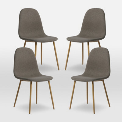 Asteria Dining Chairs Set Of 4 Upholstered Linen Fabric Dark Grey Wood Leg - image 1