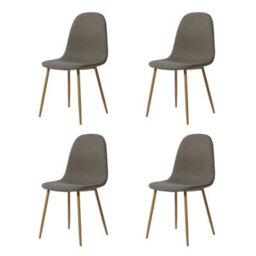 Asteria Dining Chairs Set Of 4 Upholstered Linen Fabric Dark Grey Wood Leg - thumbnail 3