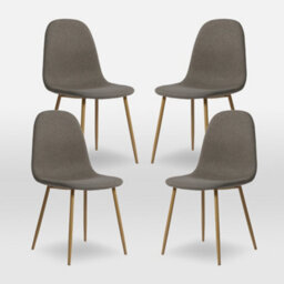 Asteria Dining Chairs Set Of 4 Upholstered Linen Fabric Dark Grey Wood Leg