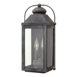 Luminosa Lighting Elstead Hinkley Anchorage Outdoor 2 Light Wall Lantern Aged Zinc Ip44 - thumbnail 1