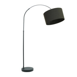 Valuelights Louis Black Arched Curved Floor Lamp With Charcoal Fabric Drum Lamp Shade - thumbnail 2