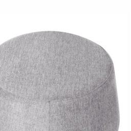 Wyld And Coco Light Grey Fabric Pouffe - Round Upholstered Ottoman, Eucalyptus Wood Base, W61 X D61 X H43Cm - thumbnail 3