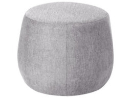 Wyld And Coco Light Grey Fabric Pouffe - Round Upholstered Ottoman, Eucalyptus Wood Base, W61 X D61 X H43Cm - thumbnail 1