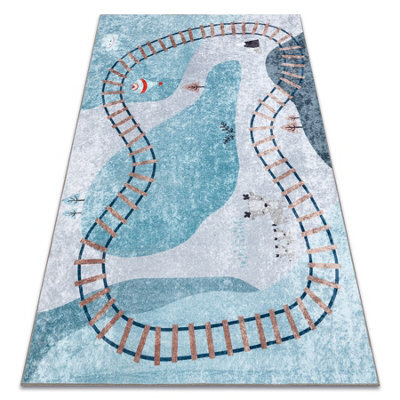 RugsX Junior 52243.801 Washing Carpet Train Tracks For Children Anti-Slip -   80X150 Cm - image 1