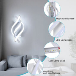 Pheashine White Aluminium Spiral 3 Bar Led Wall Light 22W 6500K Cool White For Bedroom,corridor,living Room,staircase - thumbnail 2