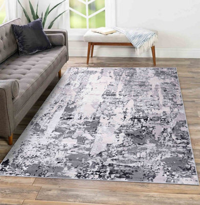 Styra Modern Grunge Abstract Area Rugs Silver 160X230 Cm - image 1