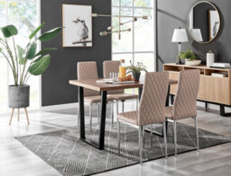 Furniturebox Uk Kylo Brown Wood Effect Dining Table & 4 Cappuccino Milan Chrome Leg Chairs - thumbnail 1