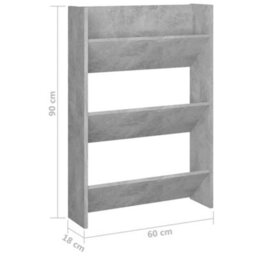 Berkfield Wall Shoe Cabinets 2 Pcs  Concrete Grey 60X18X90 Cm Engineered Wood - thumbnail 8