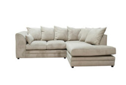 Casper Plush Velvet Right Hand Facing Corner Sofa Beige - thumbnail 2