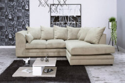 Casper Plush Velvet Right Hand Facing Corner Sofa Beige - thumbnail 1