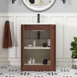 Royal Bathrooms Elmore 600mm Traditional Floor Standing 2 Door Bathroom Vanity Unit With Ceramic Basin Sink - Terracotta Clay - thumbnail 5