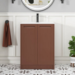 Royal Bathrooms Elmore 600mm Traditional Floor Standing 2 Door Bathroom Vanity Unit With Ceramic Basin Sink - Terracotta Clay - thumbnail 3