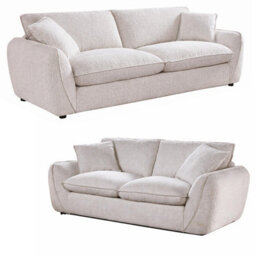 Furnishings For Less UK Berti Modern Beige Fabric Sofa Suite Curved Arms - thumbnail 4