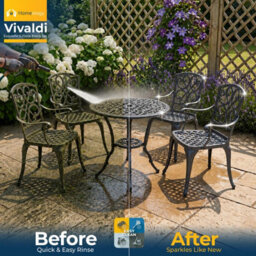 Homeology Vivaldi Black 5-Piece Cast Aluminium Garden Bistro Set - Baroque Design For Patio, Balcony & Conservatory - thumbnail 6