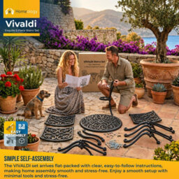 Homeology Vivaldi Black 5-Piece Cast Aluminium Garden Bistro Set - Baroque Design For Patio, Balcony & Conservatory - thumbnail 8
