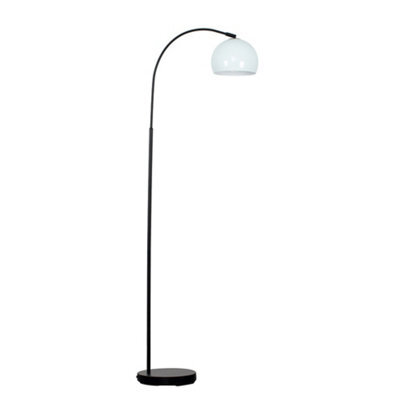 Valuelights Designer Style Black Stem Floor Lamp With Pale Blue Arco Style Metal Dome Light Shade With Led Gls Bulb In Warm White - image 1