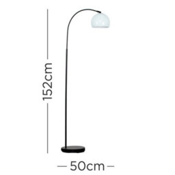 Valuelights Designer Style Black Stem Floor Lamp With Pale Blue Arco Style Metal Dome Light Shade With Led Gls Bulb In Warm White - thumbnail 5