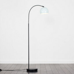 Valuelights Designer Style Black Stem Floor Lamp With Pale Blue Arco Style Metal Dome Light Shade With Led Gls Bulb In Warm White - thumbnail 2