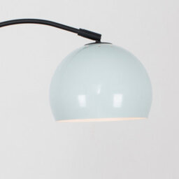 Valuelights Designer Style Black Stem Floor Lamp With Pale Blue Arco Style Metal Dome Light Shade With Led Gls Bulb In Warm White - thumbnail 3