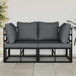 Berkfield Outdoor Furniture With Cushion 2 Pcs Black Aluminium - thumbnail 3