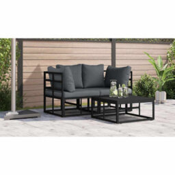 Berkfield Outdoor Furniture With Cushion 2 Pcs Black Aluminium - thumbnail 4