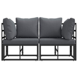 Berkfield Outdoor Furniture With Cushion 2 Pcs Black Aluminium - thumbnail 6