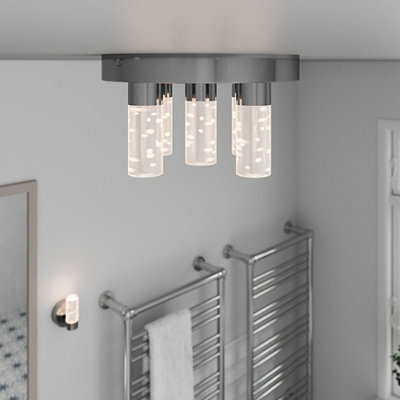 GoodHome Myvat Acrylic & Metal Chrome Effect 5 Lamp Bathroom Led Ceiling Light - Refurbished - image 1
