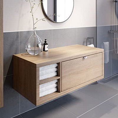 Affine Bathroom Wall Hung Vanity Unit Cabinet Storage Drawer Shelves 1100mm Furniture - image 1