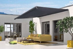 INTROLL Int500 - Full Cassette Retractable Garden Patio Canopy Manual Grey Frame - Anthracite Grey Fabric - 3.5M X 3M