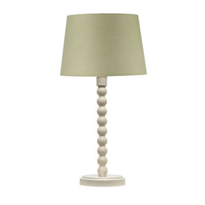 First Choice Lighting Bobbin - Ivory Lamp With Sage Green Cotton Shade - image 1