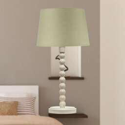First Choice Lighting Bobbin - Ivory Lamp With Sage Green Cotton Shade - thumbnail 5