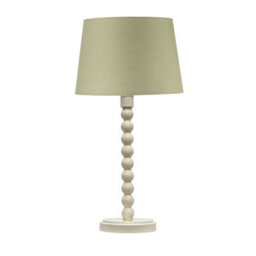 First Choice Lighting Bobbin - Ivory Lamp With Sage Green Cotton Shade - thumbnail 1